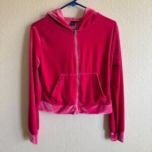 Shein SXY Angel bejeweled Velour Zip Up Hoodie Sweater Y2K Pink Size M